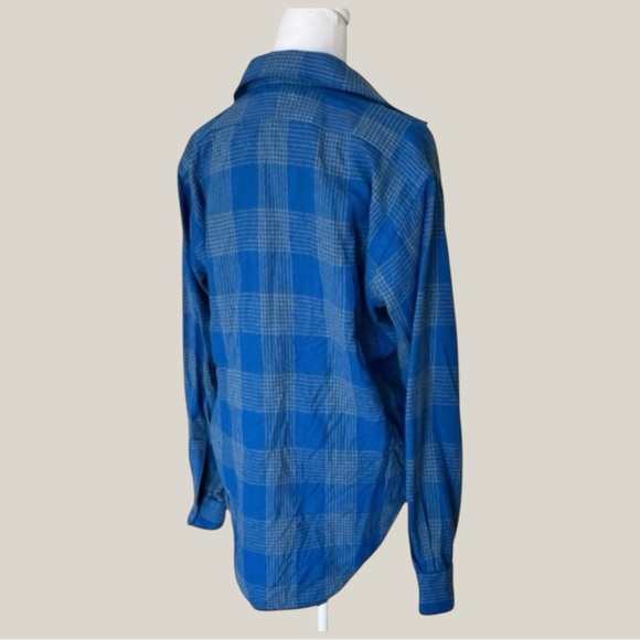 Vintage Hastings Post Horn Shop Wool Blend Flannel Shirt Blue Plaid Men’s M - Picture 3 of 11